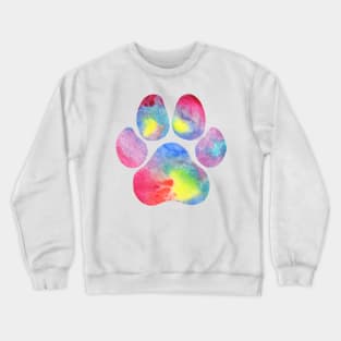 Pink Rainbow Watercolor Paw Print Crewneck Sweatshirt